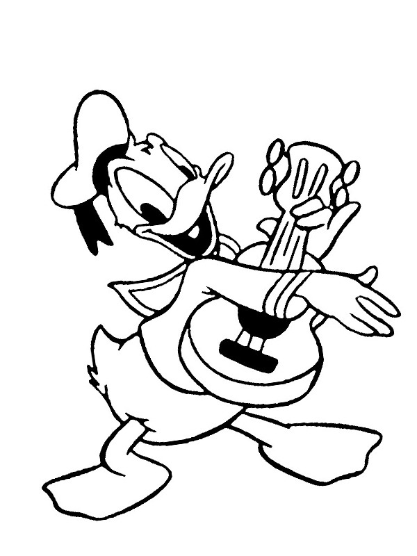 Donald Duck joue de la guitare Coloriage