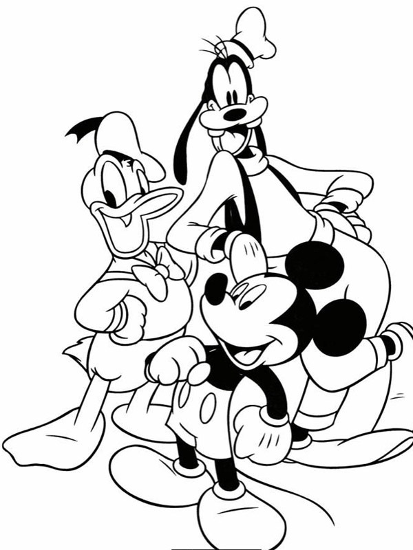 Donald, Dingo et Mickey Coloriage