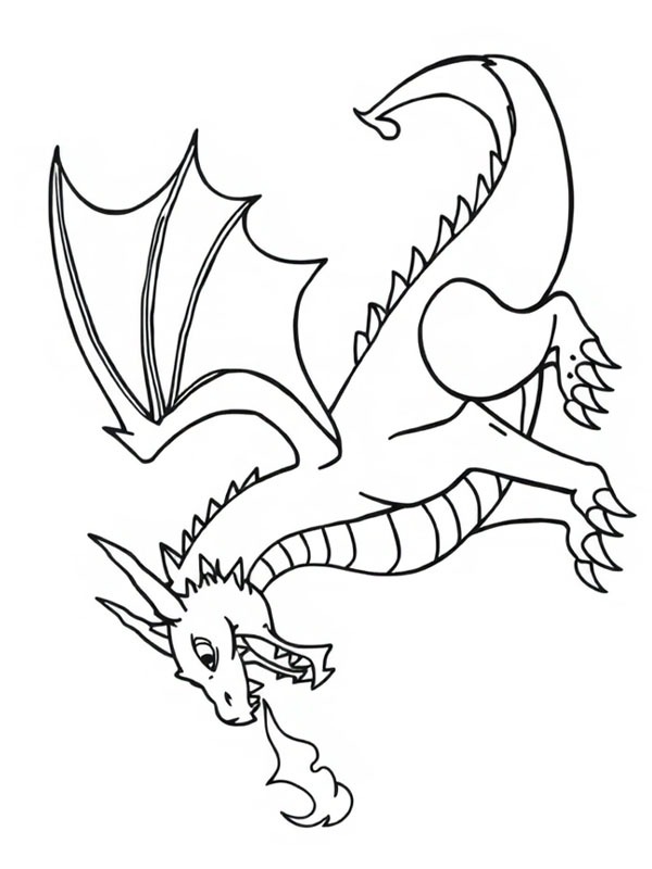 Dragon cracheur de feu Coloriage Dragon cracheur de feu Coloriage