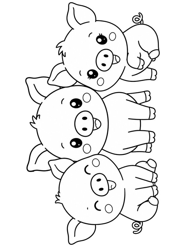 Trois petits cochons mignons Coloriage Trois petits cochons mignons Coloriage