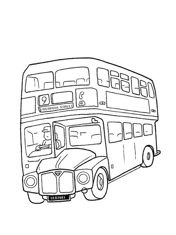 Bus à deux étages Coloriage Bus à deux étages Coloriage