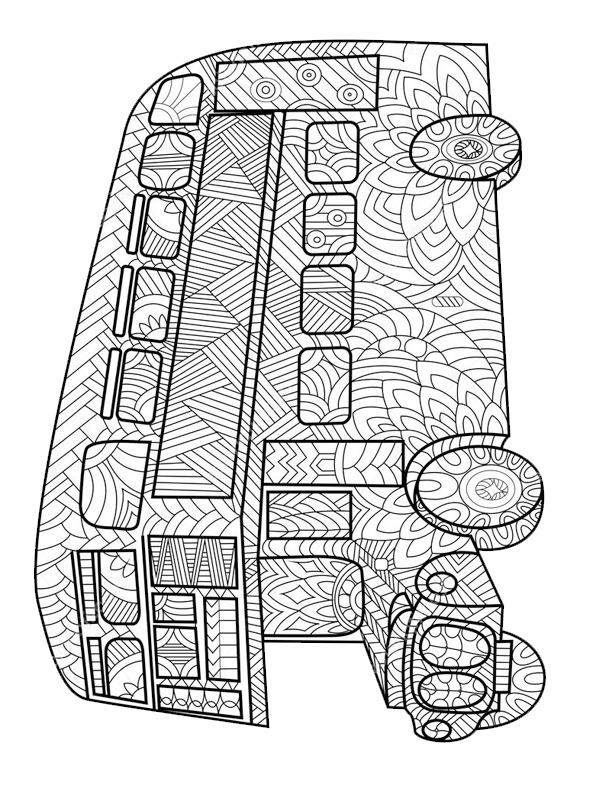 Bus à impériale pour adultes Coloriage Bus à impériale pour adultes Coloriage