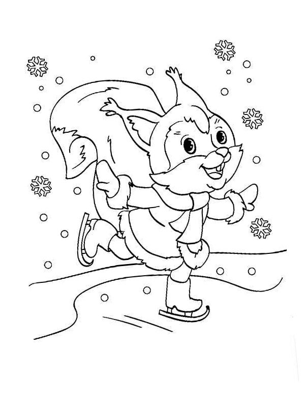 L'écureuil patine Coloriage L'écureuil patine Coloriage