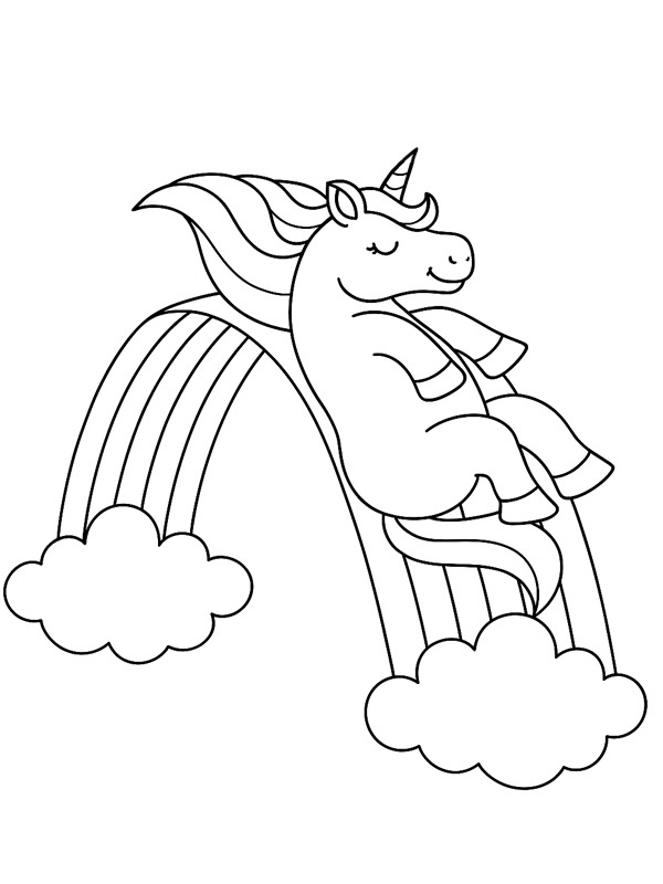 Licorne glisse sur l'arc-en-ciel Coloriage Licorne glisse sur l'arc-en-ciel Coloriage