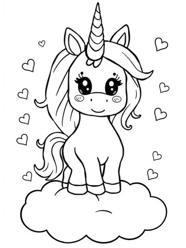 Licorne sur un nuage Coloriage Licorne sur un nuage Coloriage