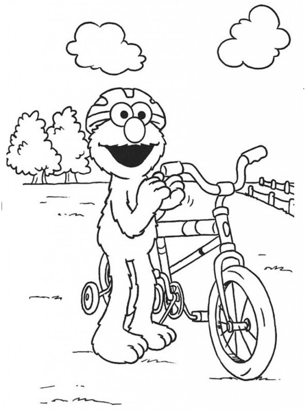 Grover fait du vélo Coloriage