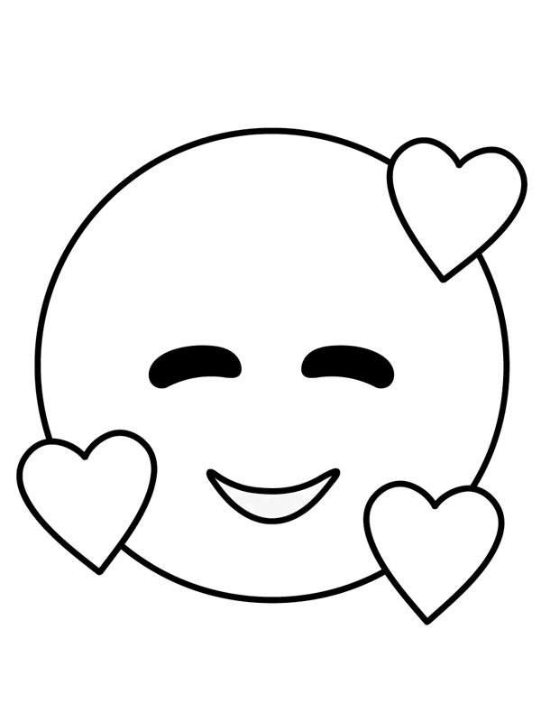 Emoji avec des coeurs Coloriage Emoji avec des coeurs Coloriage