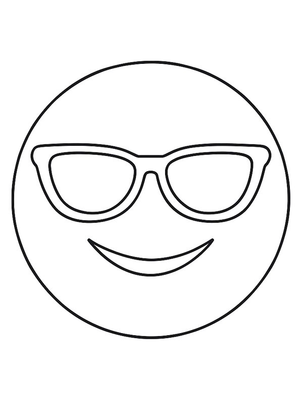 Émoji avec des lunettes de soleil Coloriage Émoji avec des lunettes de soleil Coloriage