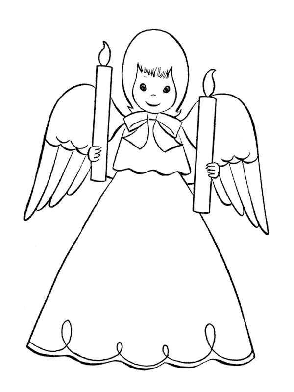 Ange avec bougies Coloriage Ange avec bougies Coloriage