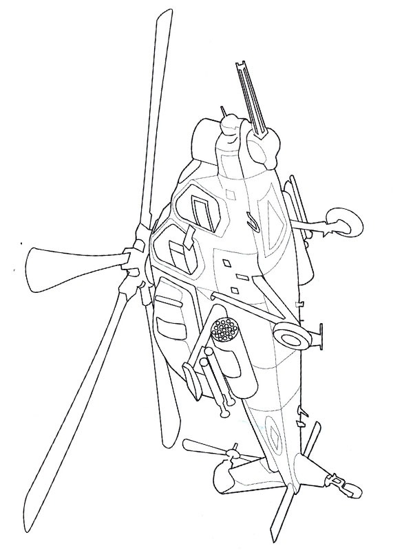 Hélicoptère de combat Coloriage Hélicoptère de combat Coloriage