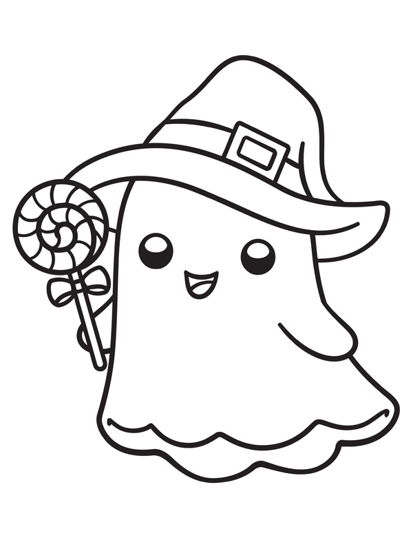 Fantôme avec sucette Coloriage Fantôme avec sucette Coloriage