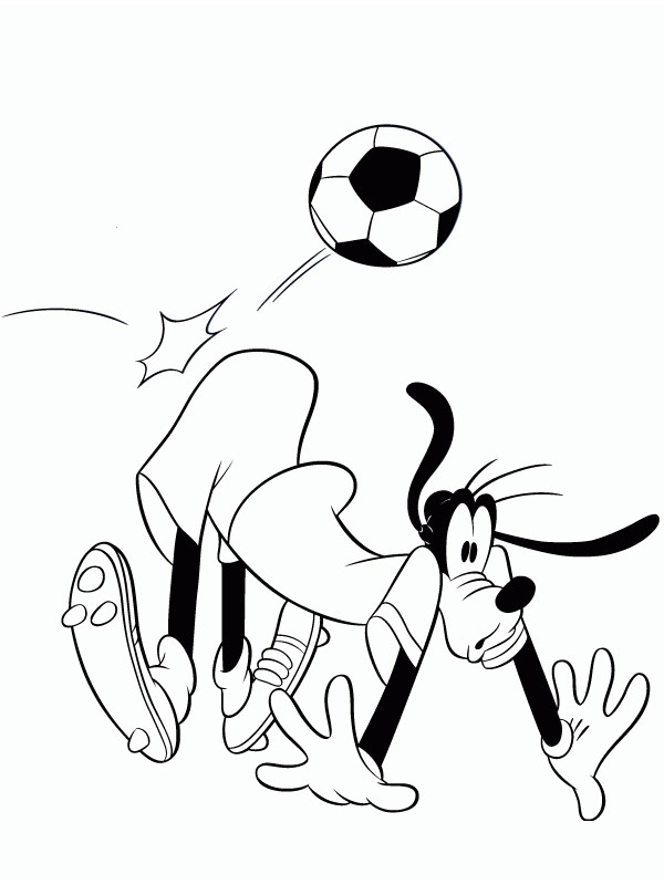 Dingo joue au foot Coloriage