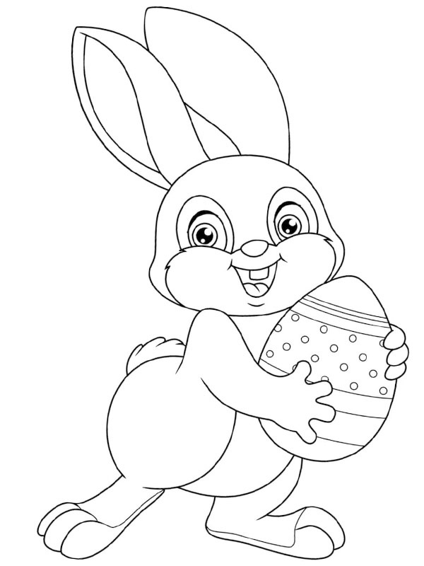 Lièvre avec œuf Coloriage Lièvre avec œuf Coloriage