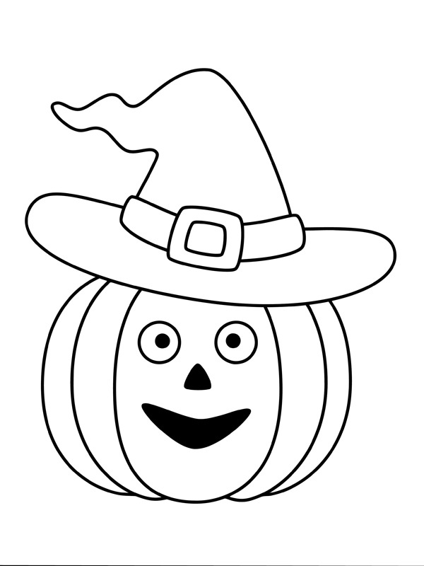 Citrouille d'Halloween avec chapeau de sorcière Coloriage Citrouille d'Halloween avec chapeau de sorcière Coloriage