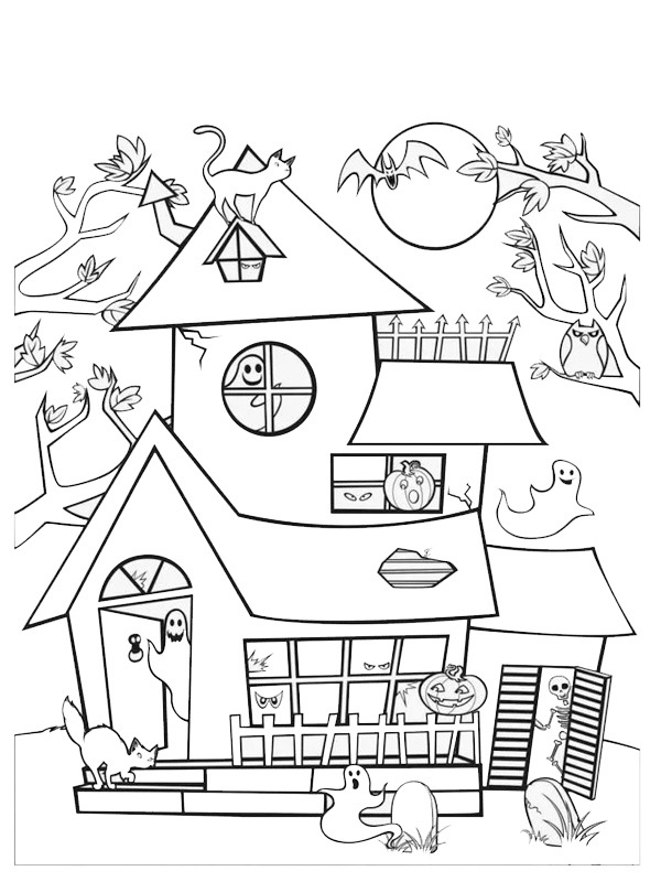 Maison hantée Coloriage Maison hantée Coloriage