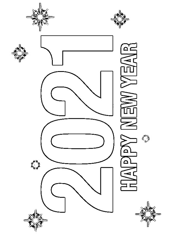 Image à colorier Happy New Year 2021 | topcoloriages.fr