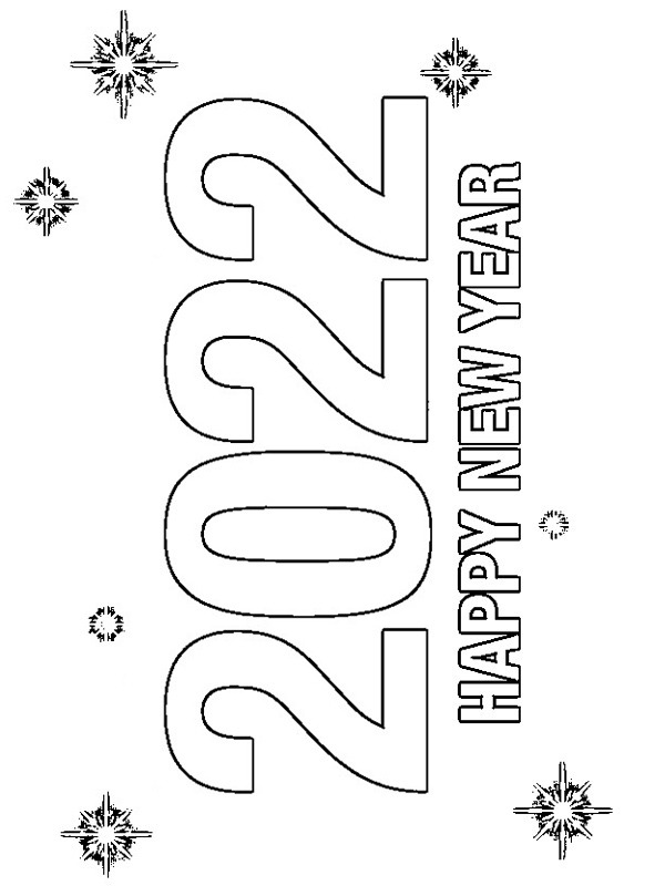 Happy New Year 2022 Coloriage