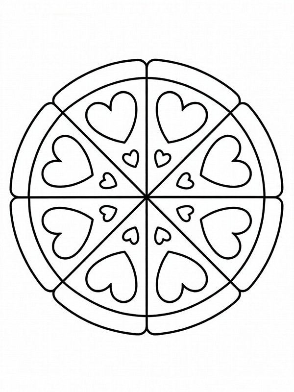 Gateau avec des petits c&oelig;urs Coloriage