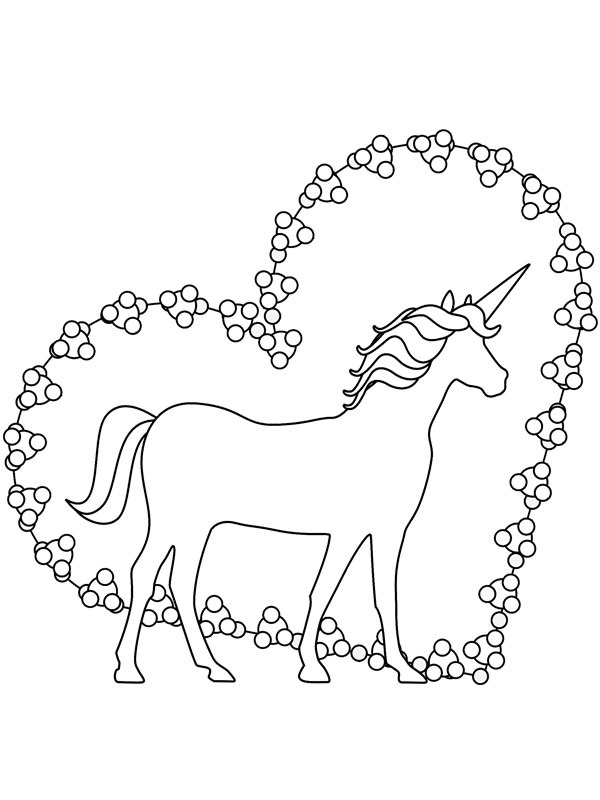 licorne avec des cœurs Coloriage licorne avec des cœurs Coloriage