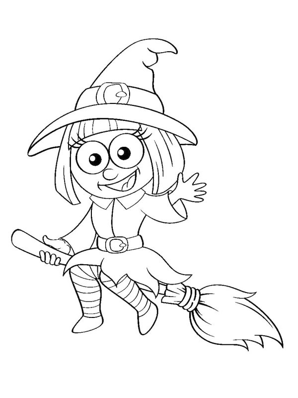 Sorcière sur un balai Coloriage Sorcière sur un balai Coloriage