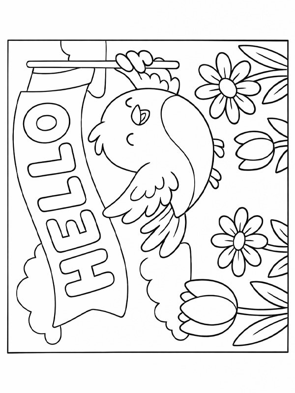 Hello spring Coloriage