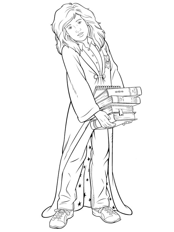 Hermione Granger avec des livres Coloriage Hermione Granger avec des livres Coloriage