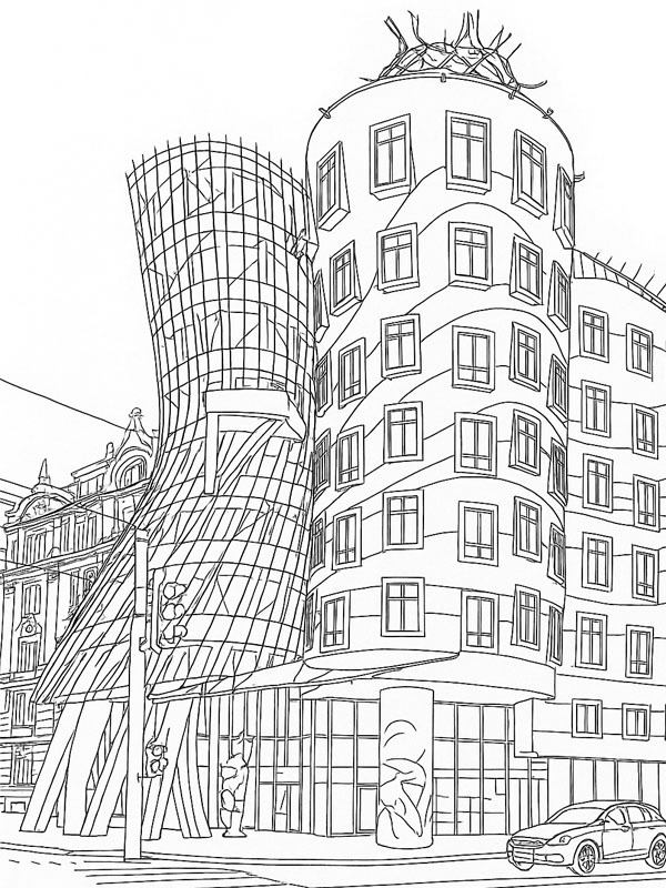 La Maison dansante à Prague Coloriage La Maison dansante à Prague Coloriage