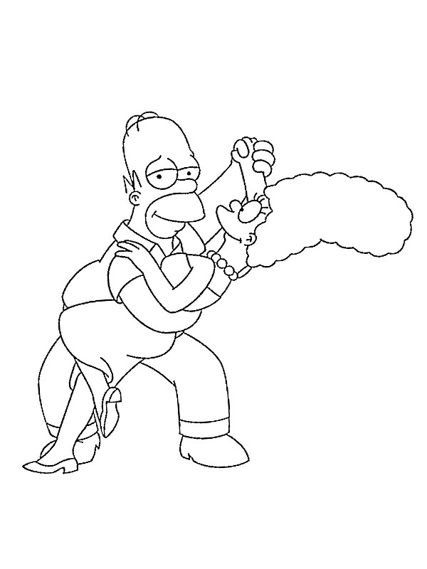 Homer et Marge Simpson dansent Coloriage Homer et Marge Simpson dansent Coloriage