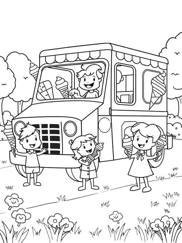 Camion de glaces Coloriage Camion de glaces Coloriage