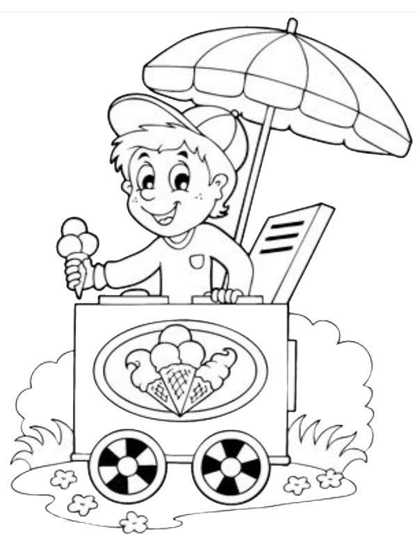 Vendre des glaces Coloriage Vendre des glaces Coloriage