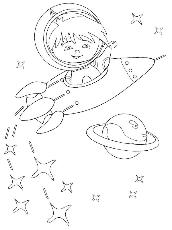 Garçon dans l'espace Coloriage Garçon dans l'espace Coloriage