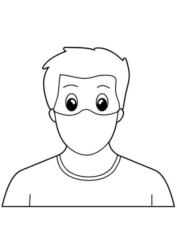 garçon avec masque Coloriage garçon avec masque Coloriage