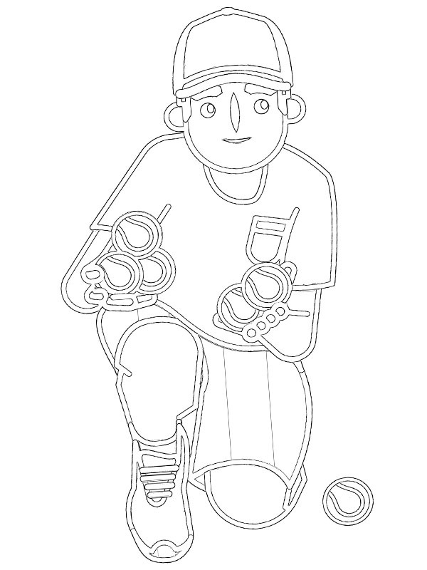 Garçon avec balles de tennis Coloriage Garçon avec balles de tennis Coloriage