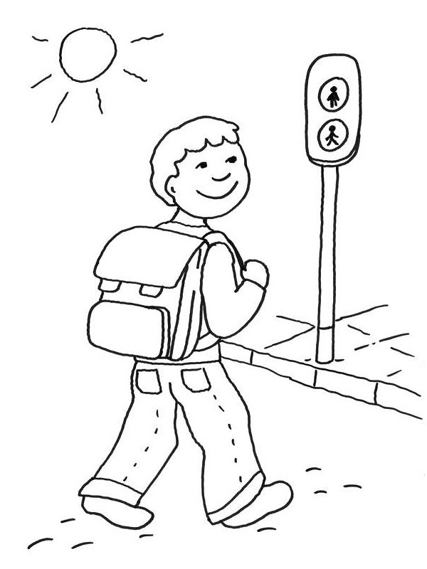 Garçon traverse la rue Coloriage Garçon traverse la rue Coloriage
