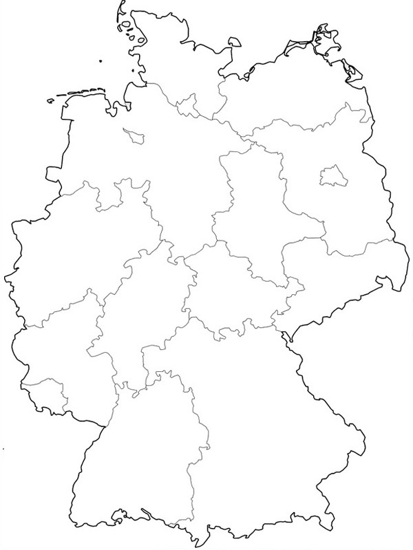 Carte de l'Allemagne Coloriage