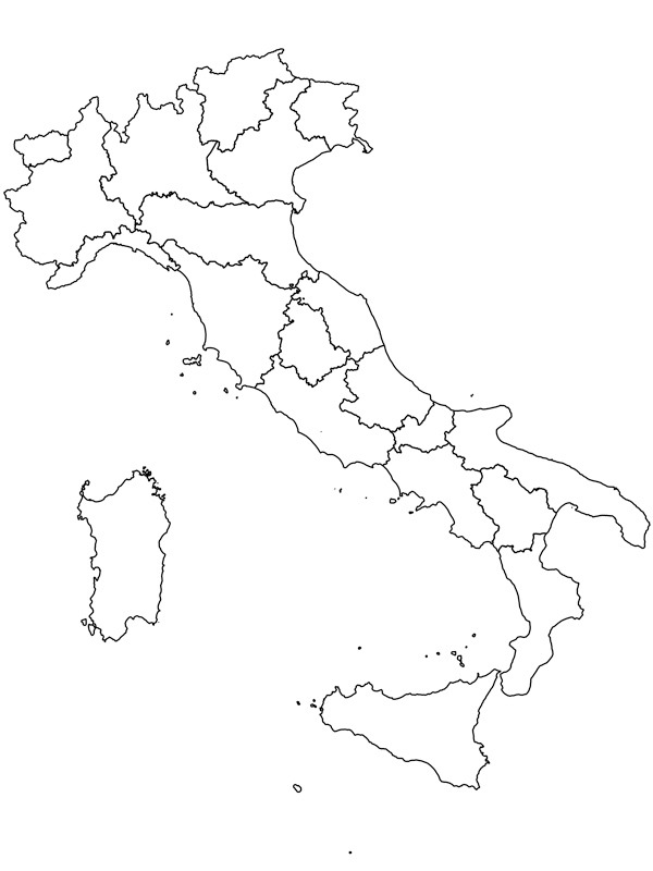 carte de l'italie Coloriage