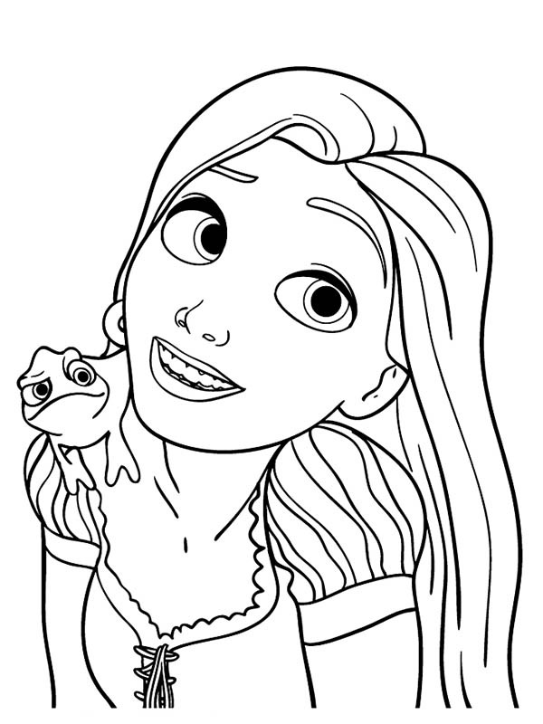Caméléon sur les épaules de Raiponce Coloriage Caméléon sur les épaules de Raiponce Coloriage