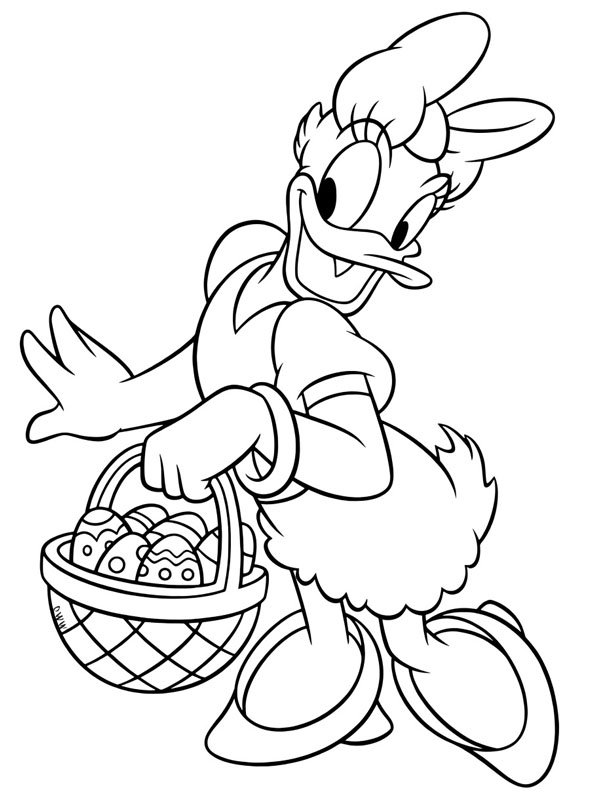 Daisy Duck avec un panier de Pâques Coloriage Daisy Duck avec un panier de Pâques Coloriage