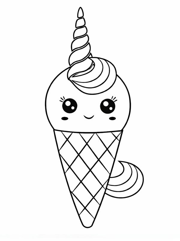 Glace licorne kawaii Coloriage Glace licorne kawaii Coloriage