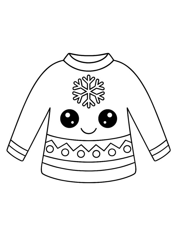 Pull de Noël kawaii Coloriage Pull de Noël kawaii Coloriage