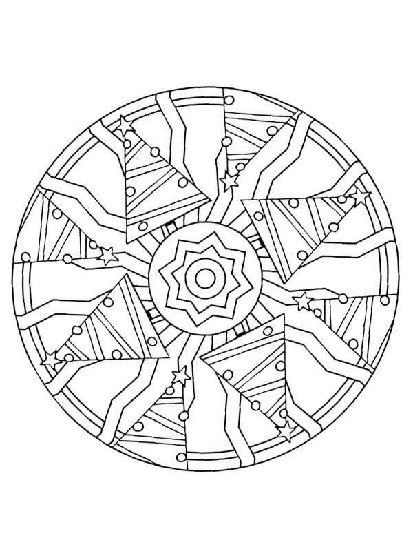 Mandala des arbres de Noël Coloriage Mandala des arbres de Noël Coloriage