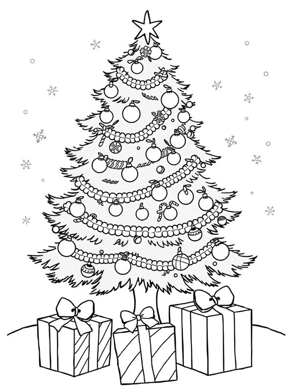 Cadeaux de Noël sous le sapin Coloriage Cadeaux de Noël sous le sapin Coloriage