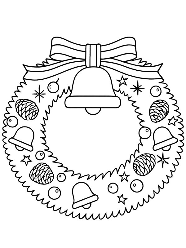 Couronne de Noël avec clochettes de Noël Coloriage Couronne de Noël avec clochettes de Noël Coloriage