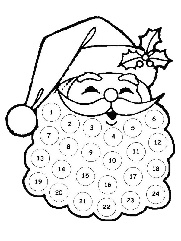 Calendrier de l'avent Père Noël Coloriage Calendrier de l'avent Père Noël Coloriage