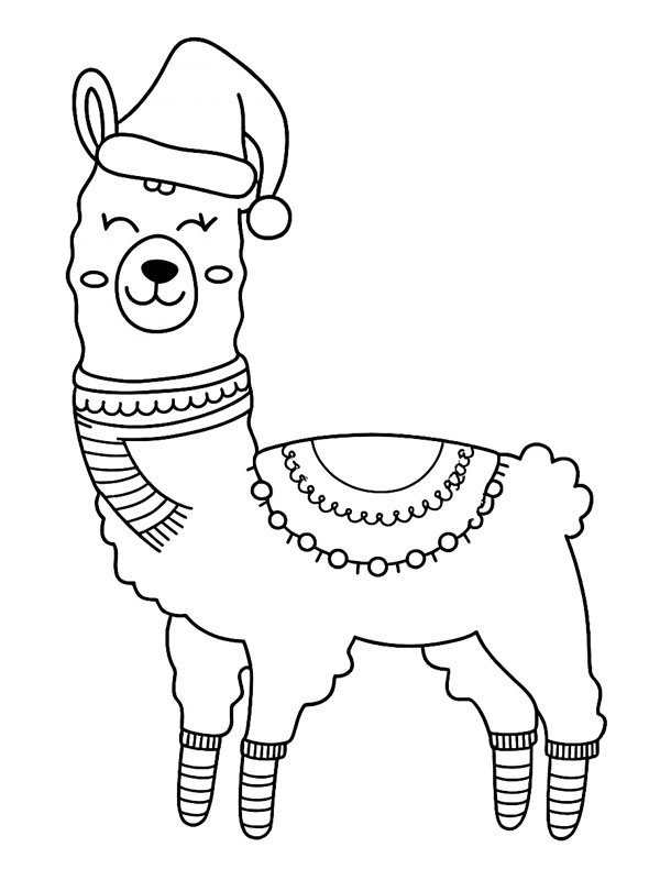 Alpaca Noël Coloriage Alpaca Noël Coloriage