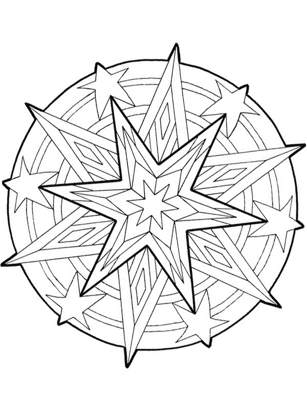 Mandala de l'étoile de Noël Coloriage Mandala de l'étoile de Noël Coloriage