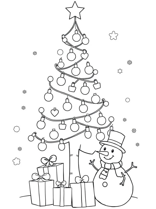 Des guirlandes de Noël en forme d'arbre Coloriage Des guirlandes de Noël en forme d'arbre Coloriage