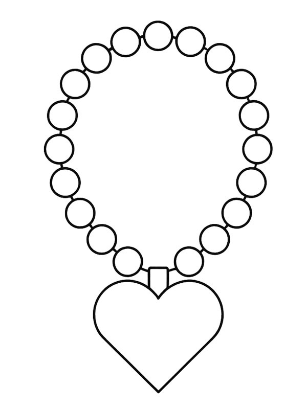 Collier avec cœur Coloriage Collier avec cœur Coloriage