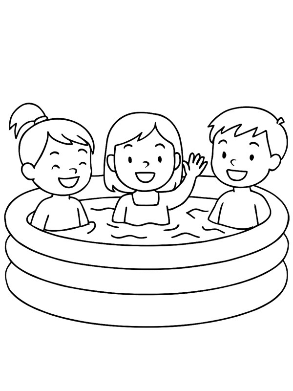 Enfants dans une piscine gonflable Coloriage Enfants dans une piscine gonflable Coloriage