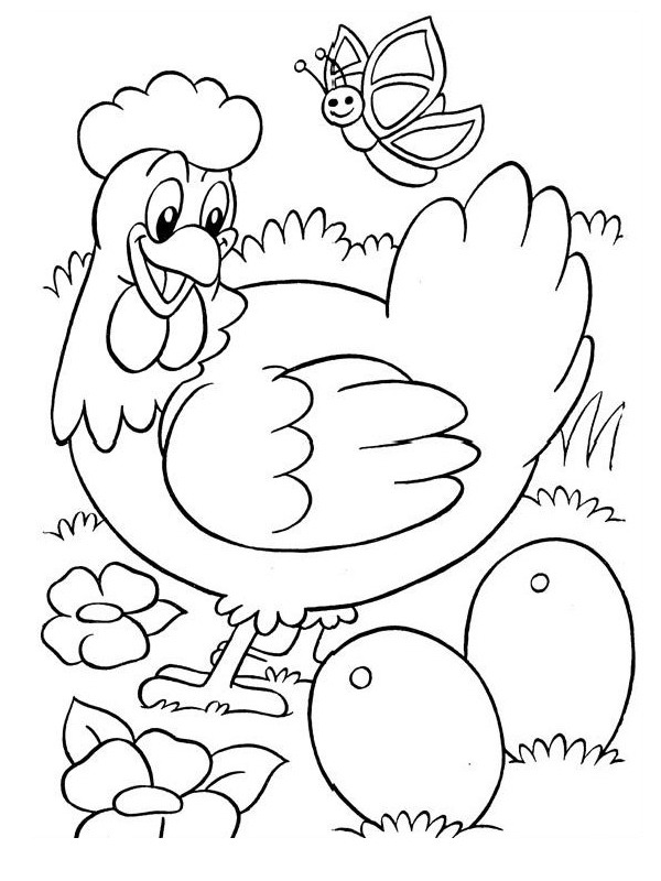 Poule pond un œuf Coloriage Poule pond un œuf Coloriage